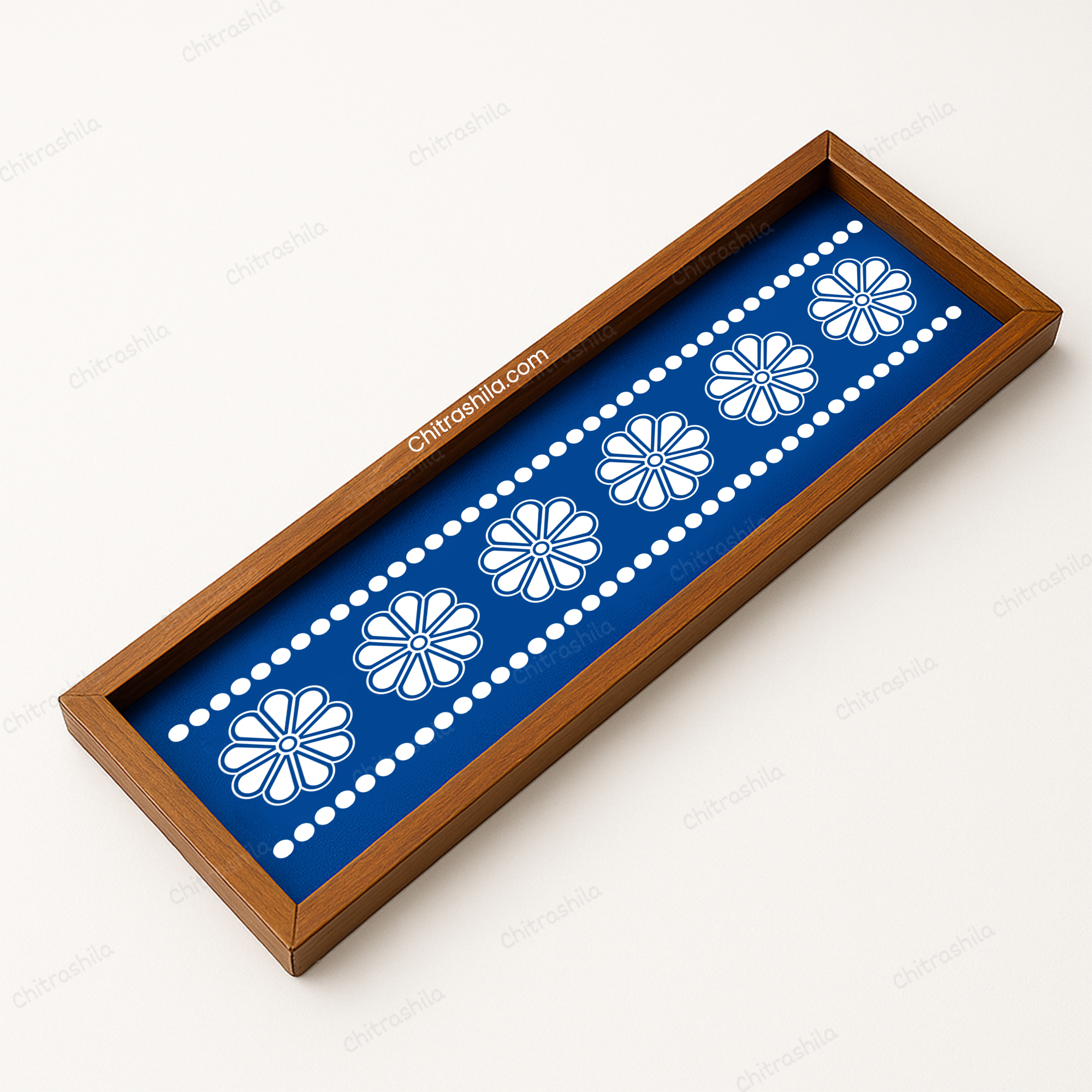 Flower With Dot Border Wooden Rangoli Stencils